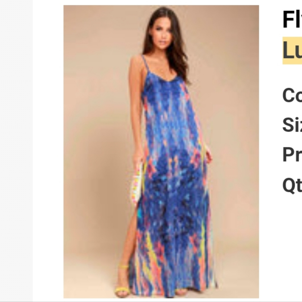 Lulus Watercolor Royal Blue Print Maxi Dress